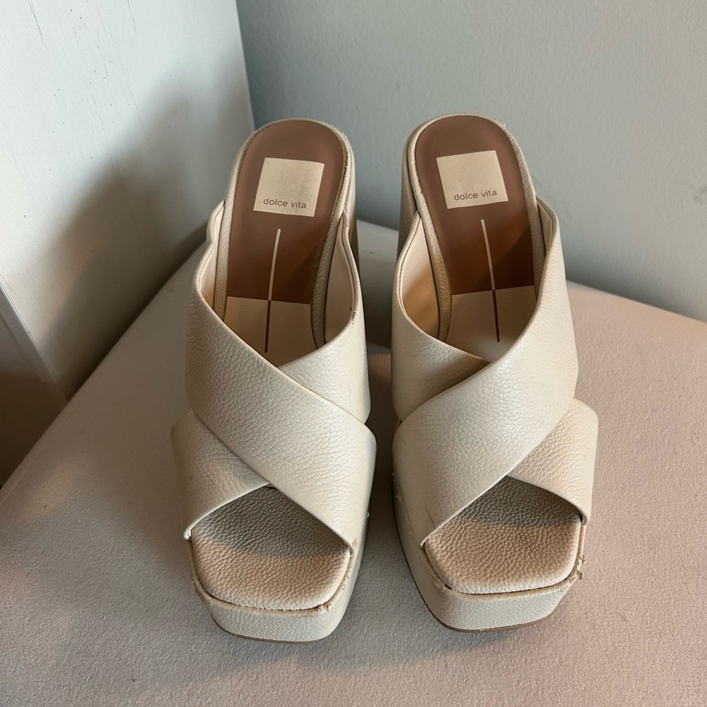 Dolce Vita Cream Platform Mules